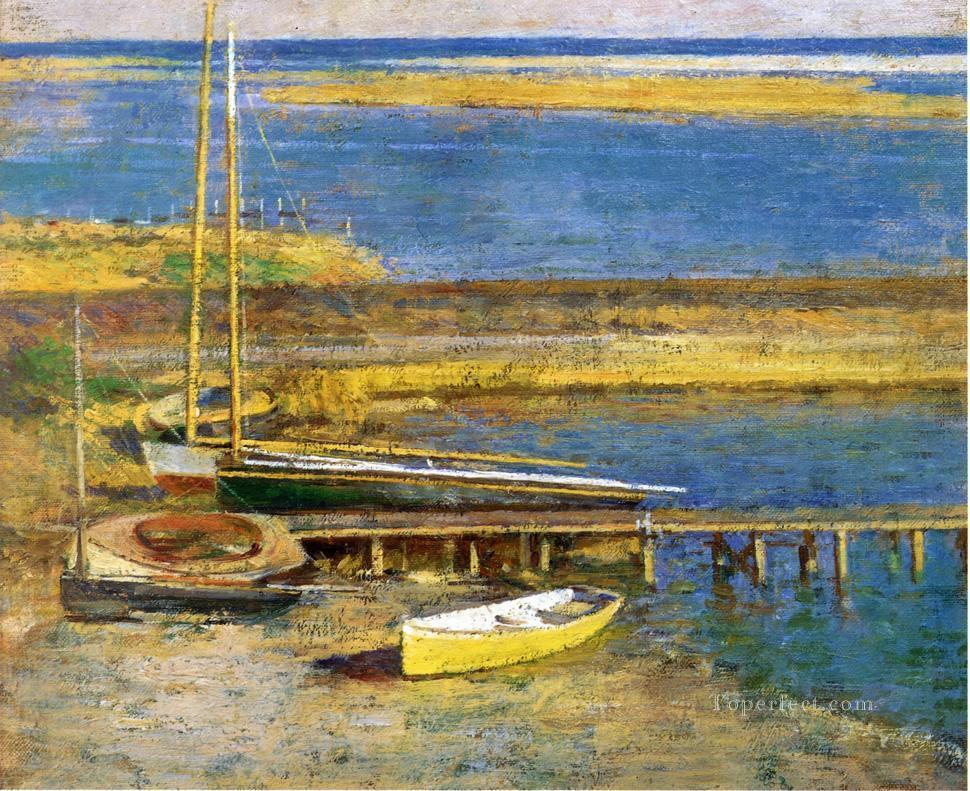 Barcos en un barco impresionista de desembarco Theodore Robinson Pintura al óleo